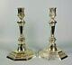 Vintage French Christofle Pair Of Candlesticks Queen Anne Style Silver Plated