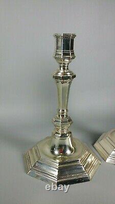 Vintage French CHRISTOFLE Pair of Candlesticks Queen Anne Style Silver Plated