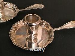 Vintage French Christofle Silver Plate Candle Holder withHandle Shell Pattern Pair