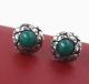 Vintage Georg Jensen Green Chrysoprase Sterling Silver Earrings #74