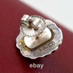 Vintage Georg Jensen Green Chrysoprase Sterling Silver Earrings #74