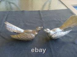 Vintage German Silver Pair Figurine Pheasant