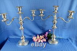 Vintage Goldfeder Silver Co. Large Baroque SilverPlated 3 Light Candelabras Pair