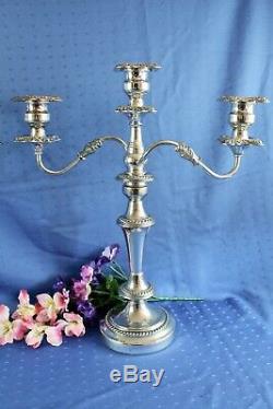 Vintage Goldfeder Silver Co. Large Baroque SilverPlated 3 Light Candelabras Pair