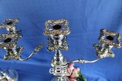 Vintage Goldfeder Silver Co. Large Baroque SilverPlated 3 Light Candelabras Pair