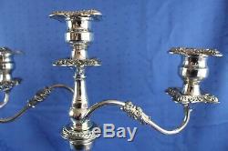 Vintage Goldfeder Silver Co. Large Baroque SilverPlated 3 Light Candelabras Pair