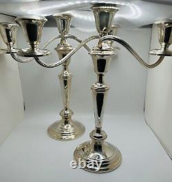 Vintage Gorham Pair Of Sterling Silver Candelabra Candlestick Holders 808/1