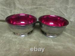 Vintage Gorham Silver Plate YC778 Mayo Bowl withRuby Red Glass Insert Rare Pair