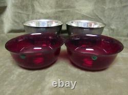 Vintage Gorham Silver Plate YC778 Mayo Bowl withRuby Red Glass Insert Rare Pair