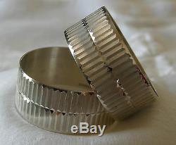 Vintage Gorham Sterling Silver 2 Napkin Rings Set Pair Modernist Geometric 40 g