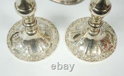 Vintage Gorham Sterling Silver. 925 Candelabra Pair Three Level Candle Chantilly