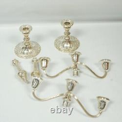 Vintage Gorham Sterling Silver. 925 Candelabra Pair Three Level Candle Chantilly