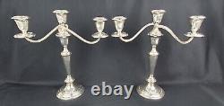 Vintage Gorham Sterling Silver Puritan 3 Light Convertible Candelabras Pair NICE