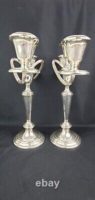 Vintage Gorham Sterling Silver Puritan 3 Light Convertible Candelabras Pair NICE