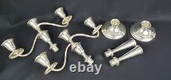 Vintage Gorham Sterling Silver Puritan 3 Light Convertible Candelabras Pair NICE