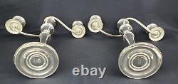 Vintage Gorham Sterling Silver Puritan 3 Light Convertible Candelabras Pair NICE