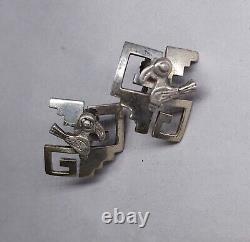 Vintage Graziella Laffi Rare Sterling Silver Modernist Bird Screwback Earrings