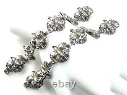 Vintage Guglielmo Cini Sterling Silver Orchid Bracelet Pair Convert to 14Choker