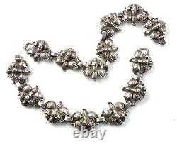Vintage Guglielmo Cini Sterling Silver Orchid Bracelet Pair Convert to 14Choker