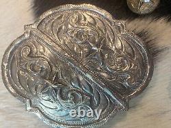 Vintage HEAVY Sterling Silver Plate HUGE Buckle Set tips, Keepers, Conchos, Star