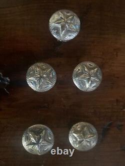Vintage HEAVY Sterling Silver Plate HUGE Buckle Set tips, Keepers, Conchos, Star