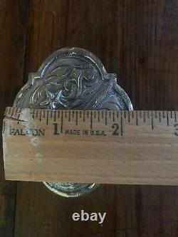 Vintage HEAVY Sterling Silver Plate HUGE Buckle Set tips, Keepers, Conchos, Star