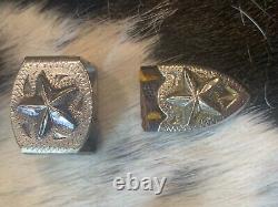 Vintage HEAVY Sterling Silver Plate HUGE Buckle Set tips, Keepers, Conchos, Star