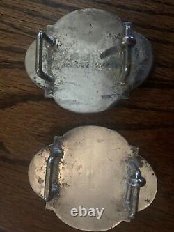 Vintage HEAVY Sterling Silver Plate HUGE Buckle Set tips, Keepers, Conchos, Star