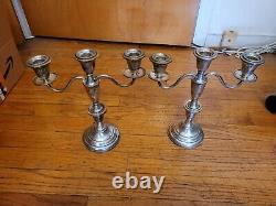 Vintage Hamilton Sterling Silver 3 Arm Candlestick Holders, Pair of 2