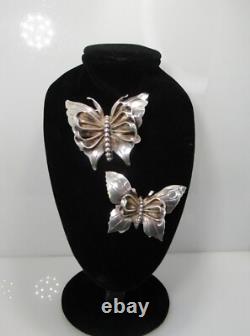 Vintage Hobe Butterfly Dimensional Matched Pair Scatter Pin Sterling Design Patd