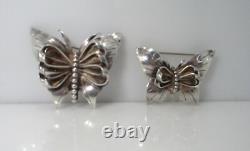 Vintage Hobe Butterfly Dimensional Matched Pair Scatter Pin Sterling Design Patd