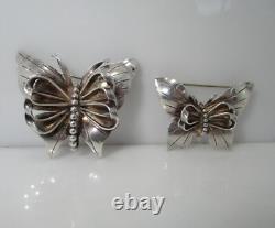 Vintage Hobe Butterfly Dimensional Matched Pair Scatter Pin Sterling Design Patd