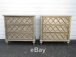 Vintage Hollywood Regency Pair of Large Nightstands Small Dresser Cabinets 9408