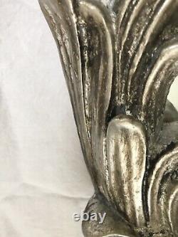 Vintage Hollywood Regency Rococo Burnished Silverleaf Wall Mirrors, a Pair