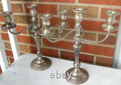 Vintage INTERNATIONAL Co. Sterling Silver 3 Light CANDELABRA Pair. 1920-40's