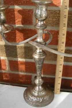 Vintage INTERNATIONAL Co. Sterling Silver 3 Light CANDELABRA Pair. 1920-40's