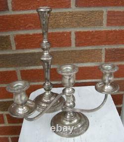 Vintage INTERNATIONAL Co. Sterling Silver 3 Light CANDELABRA Pair. 1920-40's