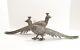 Vintage Italian Pheasant Table Ornament Figures Silver Plate Pair Made In Italy
