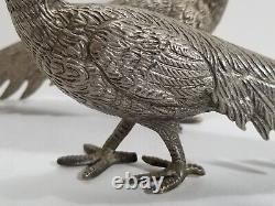 Vintage Italian Pheasant Table Ornament Figures Silver Plate Pair Made in Italy