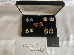 Vintage JOAN RIVERS CLASSICS 5 Pair Boxed Pierced Earring Set Gold Silver EUC