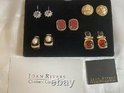 Vintage JOAN RIVERS CLASSICS 5 Pair Boxed Pierced Earring Set Gold Silver EUC