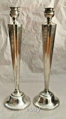 Vintage J. Wagner & Sons Sterling Candlesticks (pair) With Engraved Initials