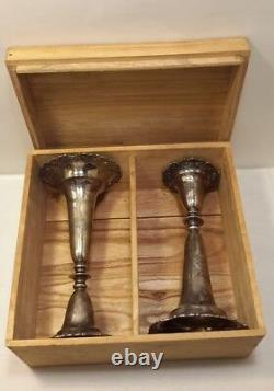 Vintage Japan Japanese 950 Sterling Silver Vases Pair. Original Box