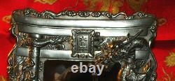 Vintage Japanese Picture Frame Pair Silver Plate Dragons Torii Arch Dai Nippon