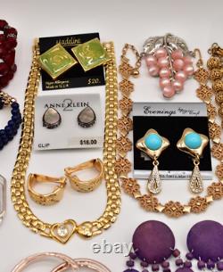 Vintage Jewelry Lot Givenchy Swarovski Crown Trifari Monet Roman Avon AK J89