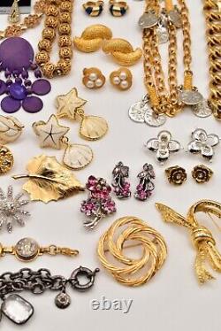 Vintage Jewelry Lot Givenchy Swarovski Crown Trifari Monet Roman Avon AK J89