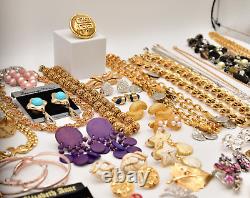 Vintage Jewelry Lot Givenchy Swarovski Crown Trifari Monet Roman Avon AK J89