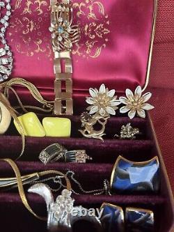 Vintage Jewelry Lot Rhinestone Clip Earrings Bracelet Enamel? 16 piece