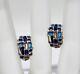 Vintage Karl Jorgen Otteren Sterling Silver & Blue Enamel Clip Earrings