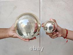 Vintage Kugel 5 & 2.5 Pair Silver Colour Round Christmas Ornaments Germany